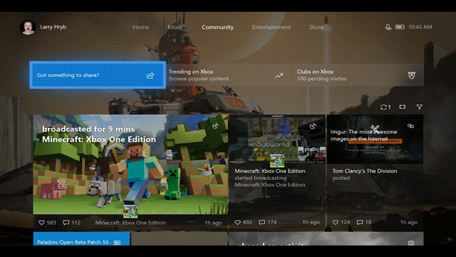 New Xbox One Immersive Community with tabs