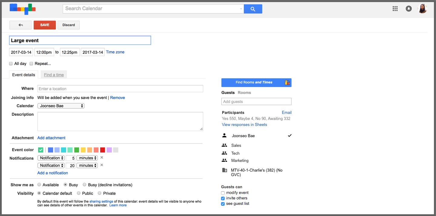 Export Google Calendar events to Sheets