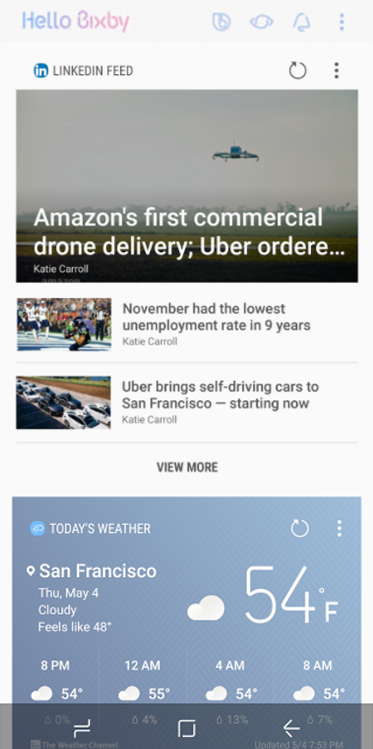Bixby Home Feed on Galaxy S8 and Galaxy S8+