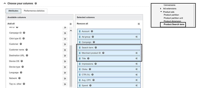 bing merchant centersearch term report at offer level