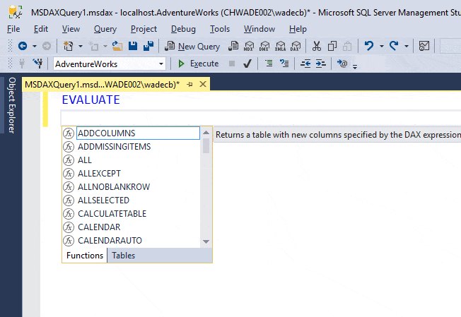 ssmx dax query editor