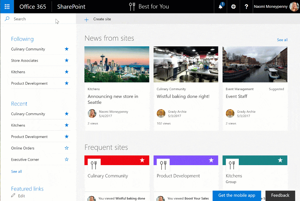 SharePoint search results with people cards
