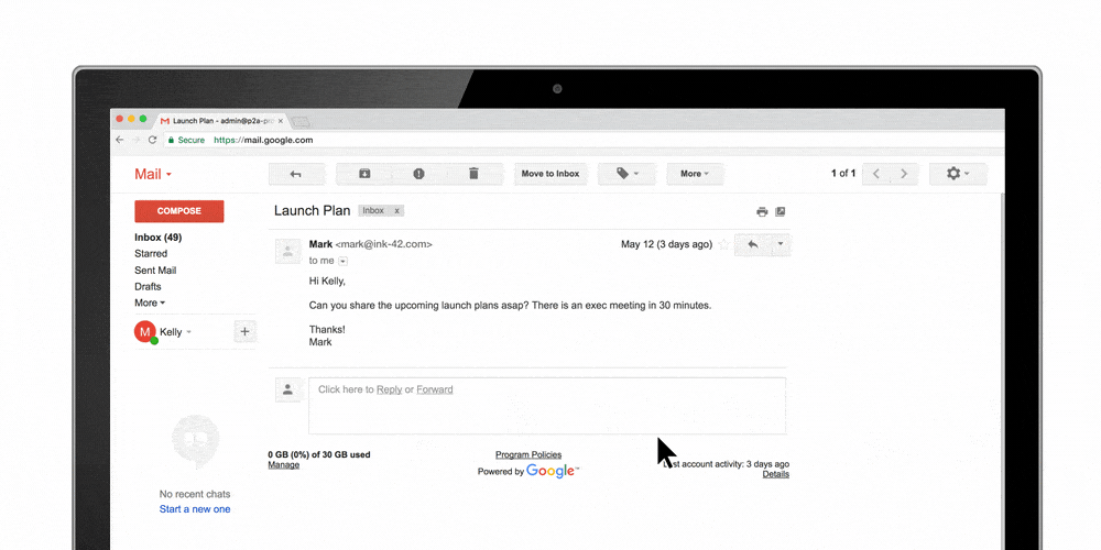 G Suite reply warning for outside company domain