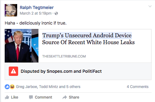 Facebook Disputed Content Alert