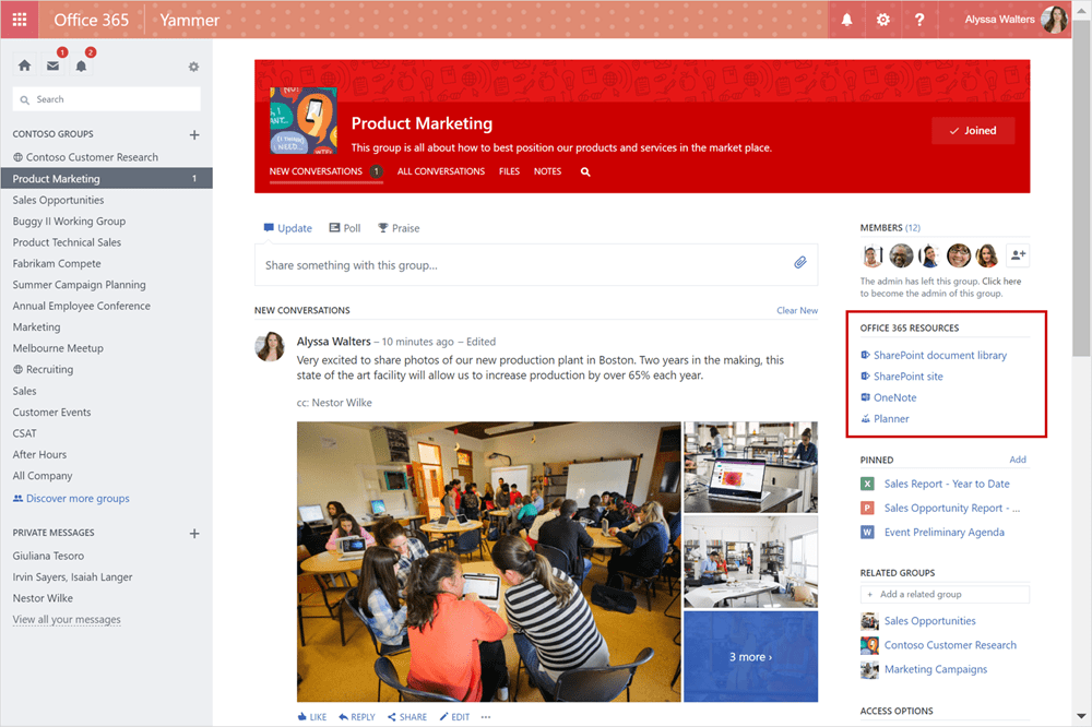 Yammer and Office 365 Groups connects