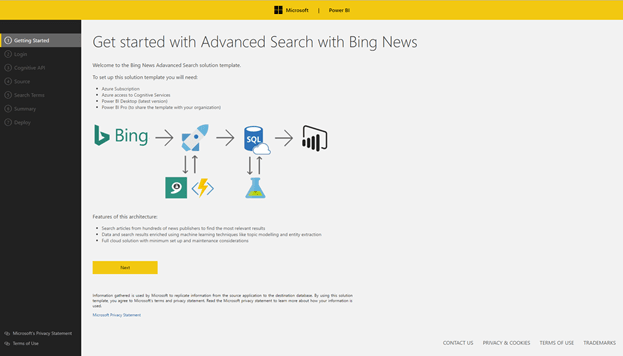 Power BI Advanced Search Solution Template for Bing News