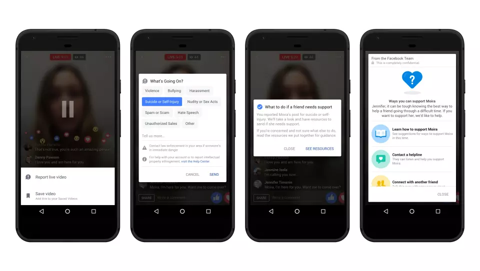 Facebook Live Messenger for suicide prevention