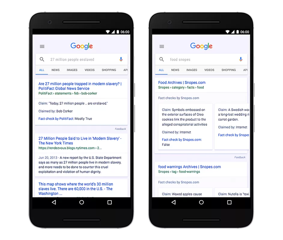Fact check in Google Search