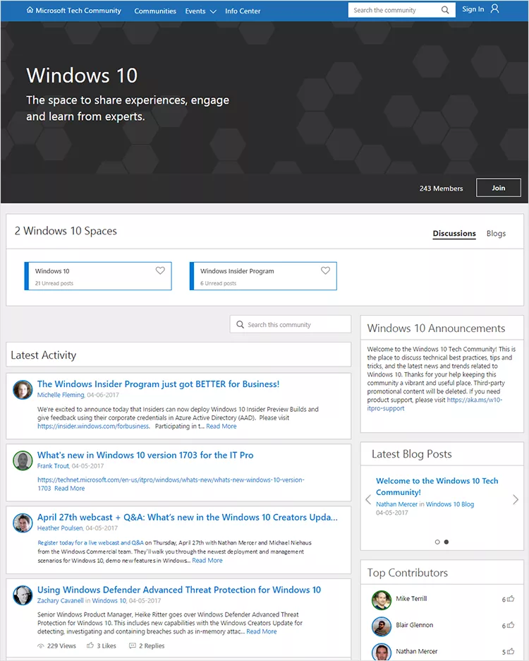 windows 10 tech community