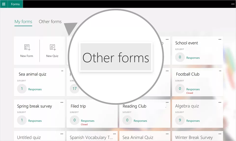 Other Forms Portal in Microsoft Forms