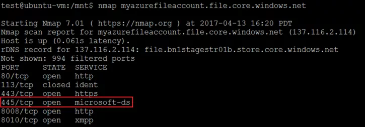 Azure File Storage on-premises access for Ubuntu