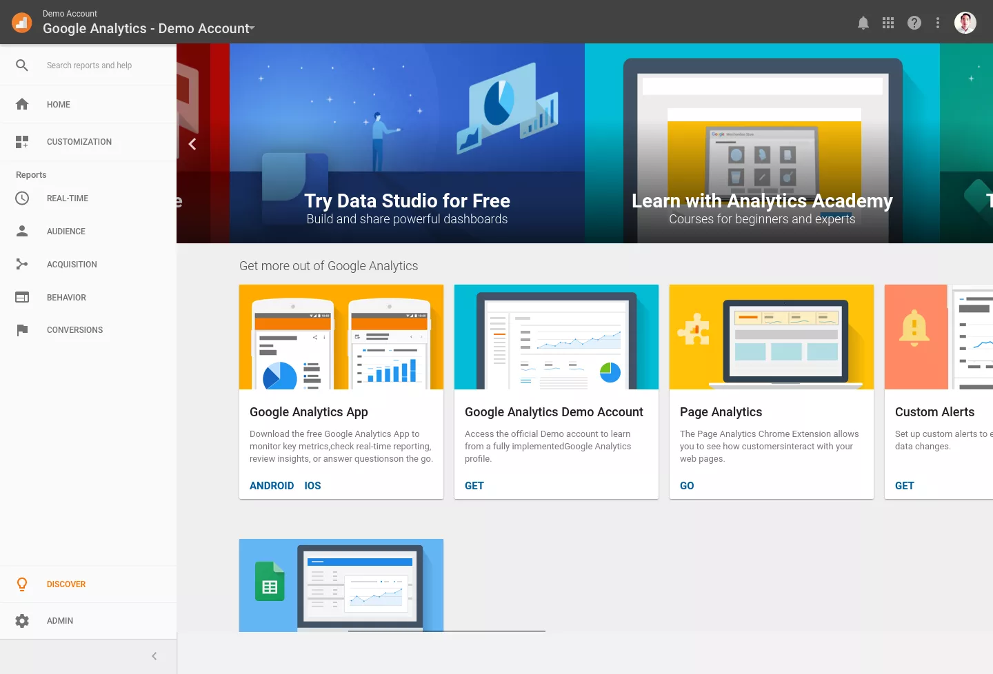 Discover in New Google Analytics Home