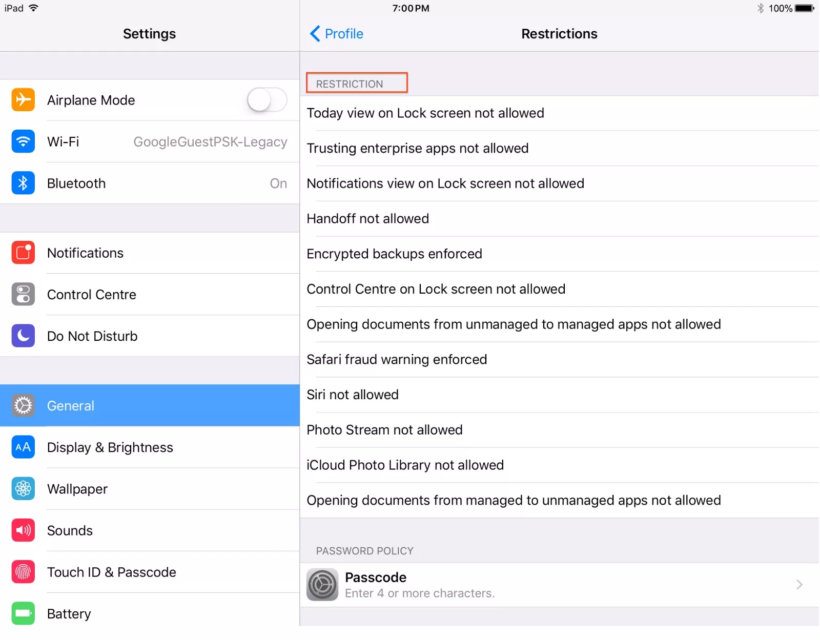 New G Suite device restriction policies