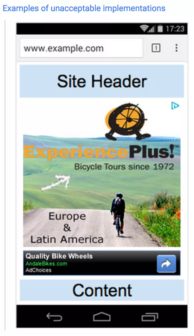 above the fold ad unit violation adsense policy