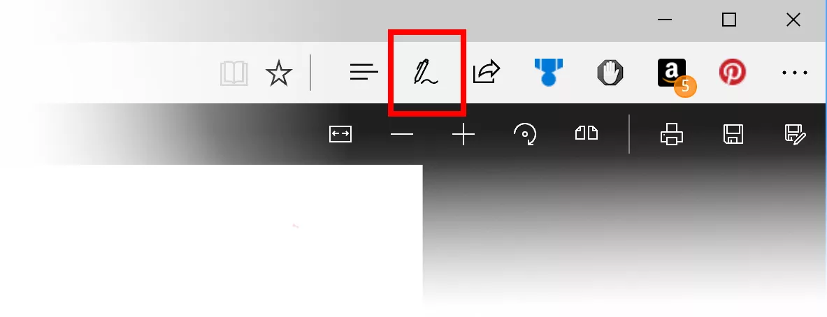 Microsoft Edge PDF Annotation button