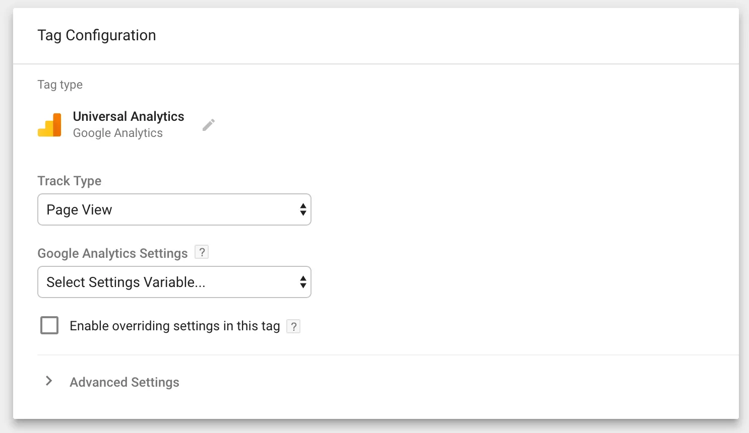 Google Analytics Settings Variable apply to a tag