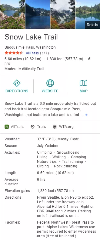 Bing Trails search results