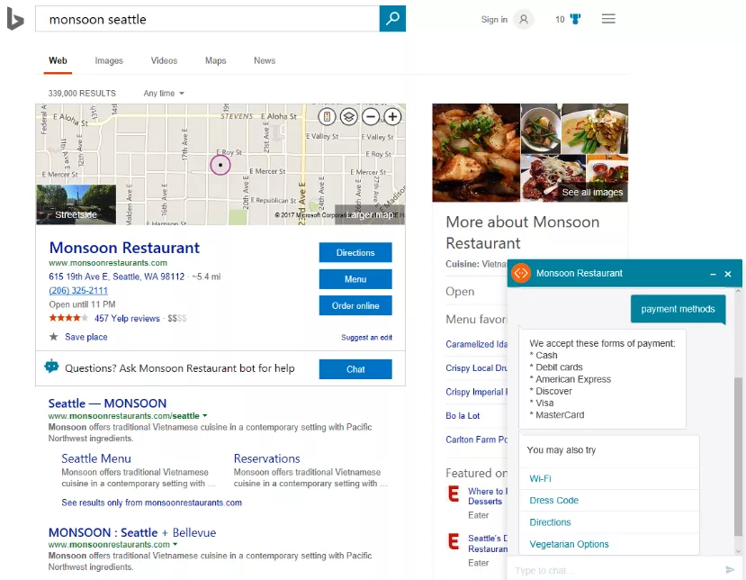 Bing monsoon Seattle Chatbot