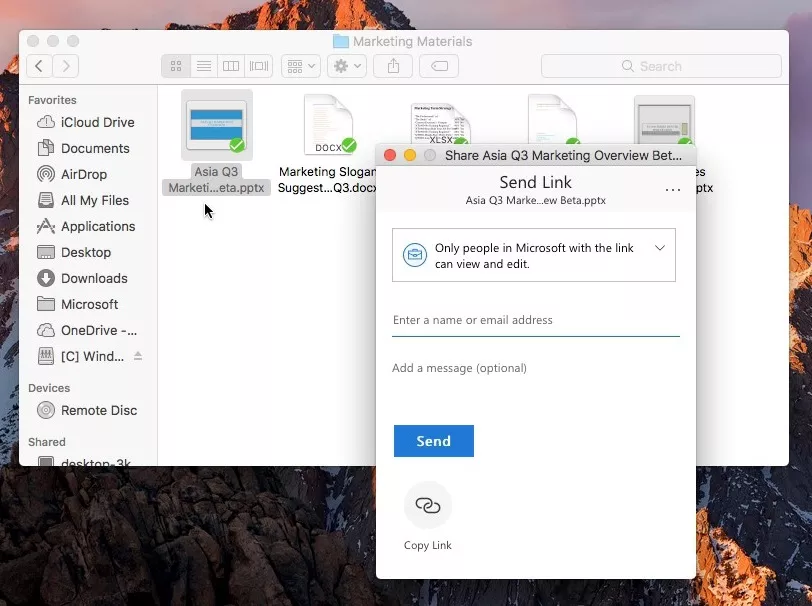 Share SharePoint files and folders from Finder on Mac
