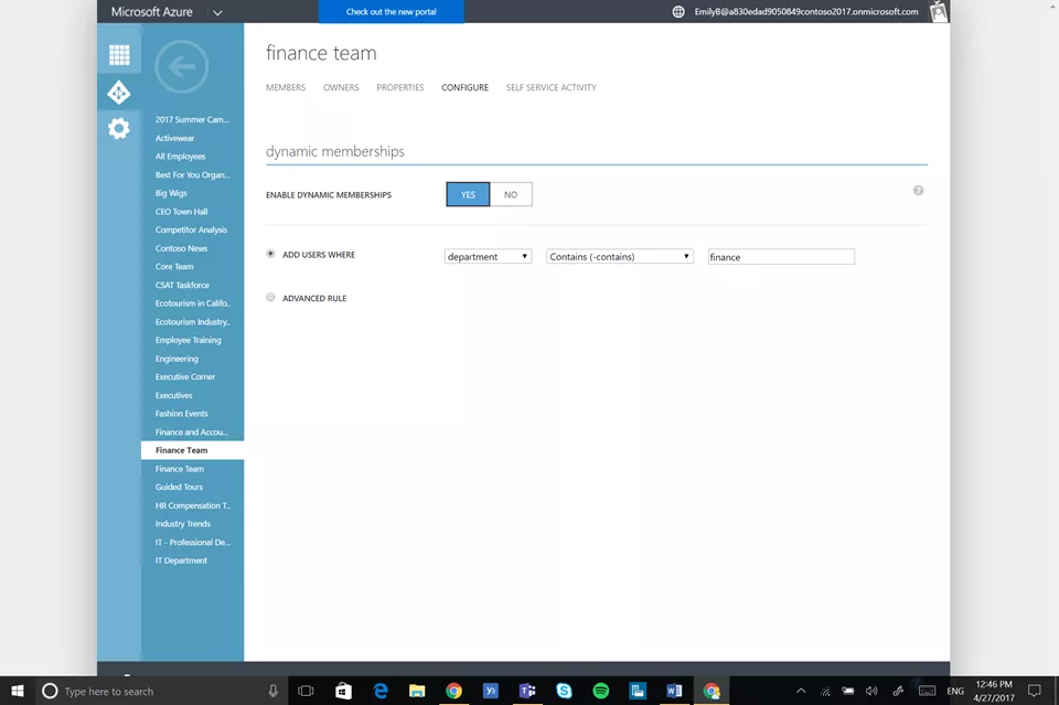 Dynamic groups in Yammer