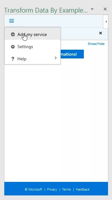 Excel 2016 Extensible engine for transformations