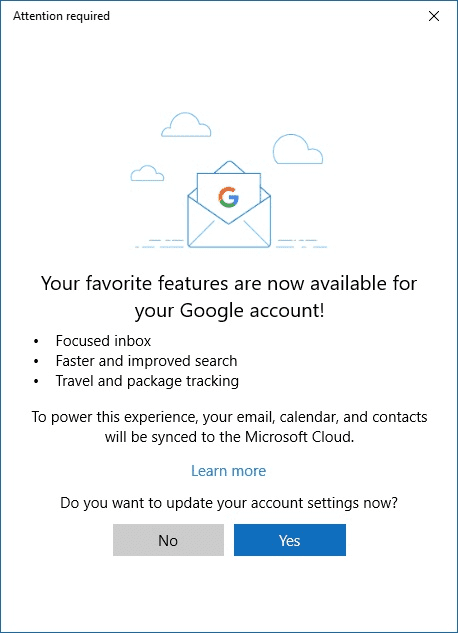Gmail Insiders Upgrade prompt