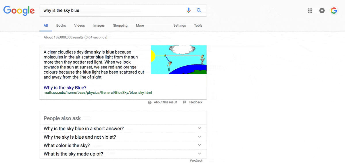 Updated feedback link for Google Featured Snippets