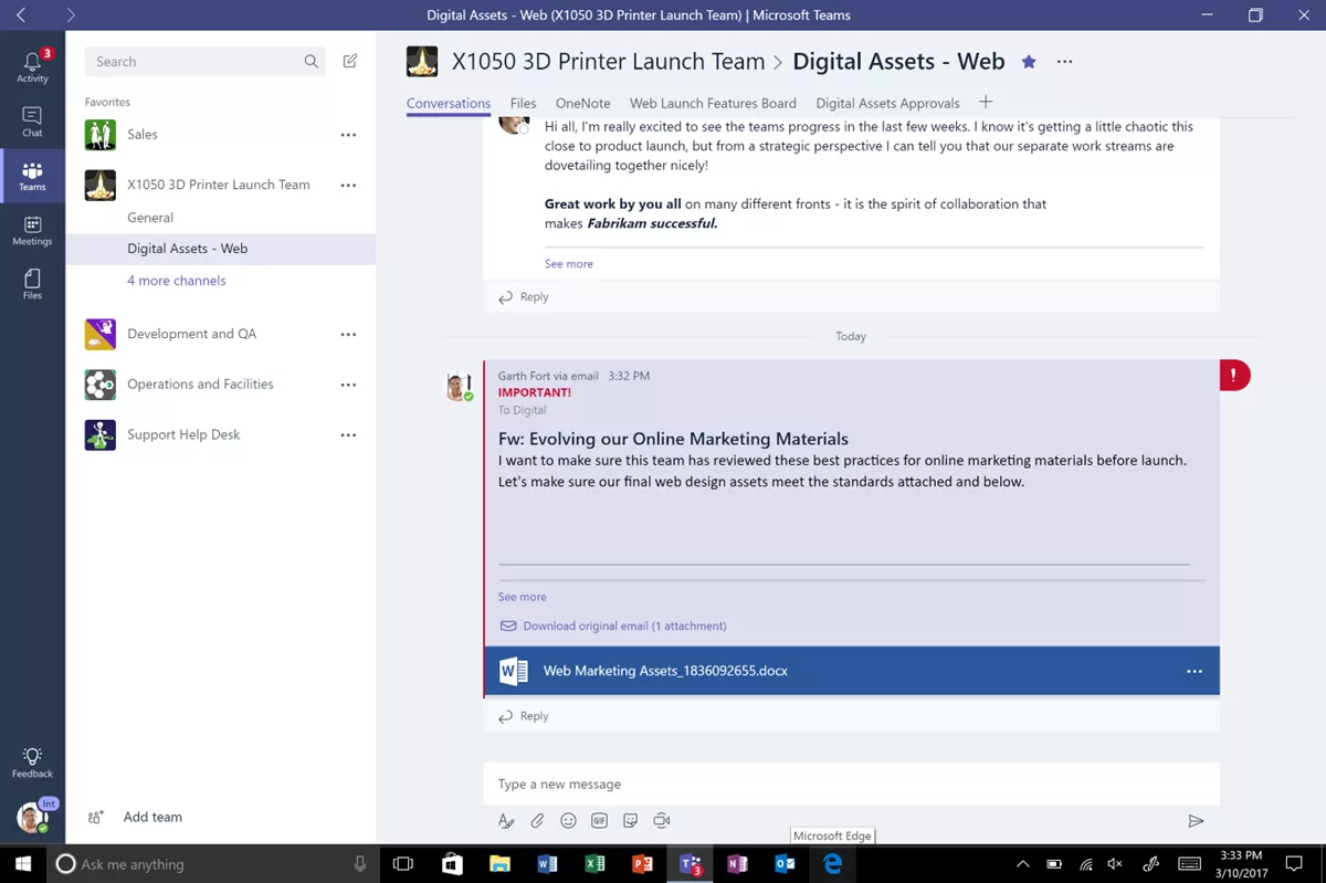 Microsoft Teams email a channel