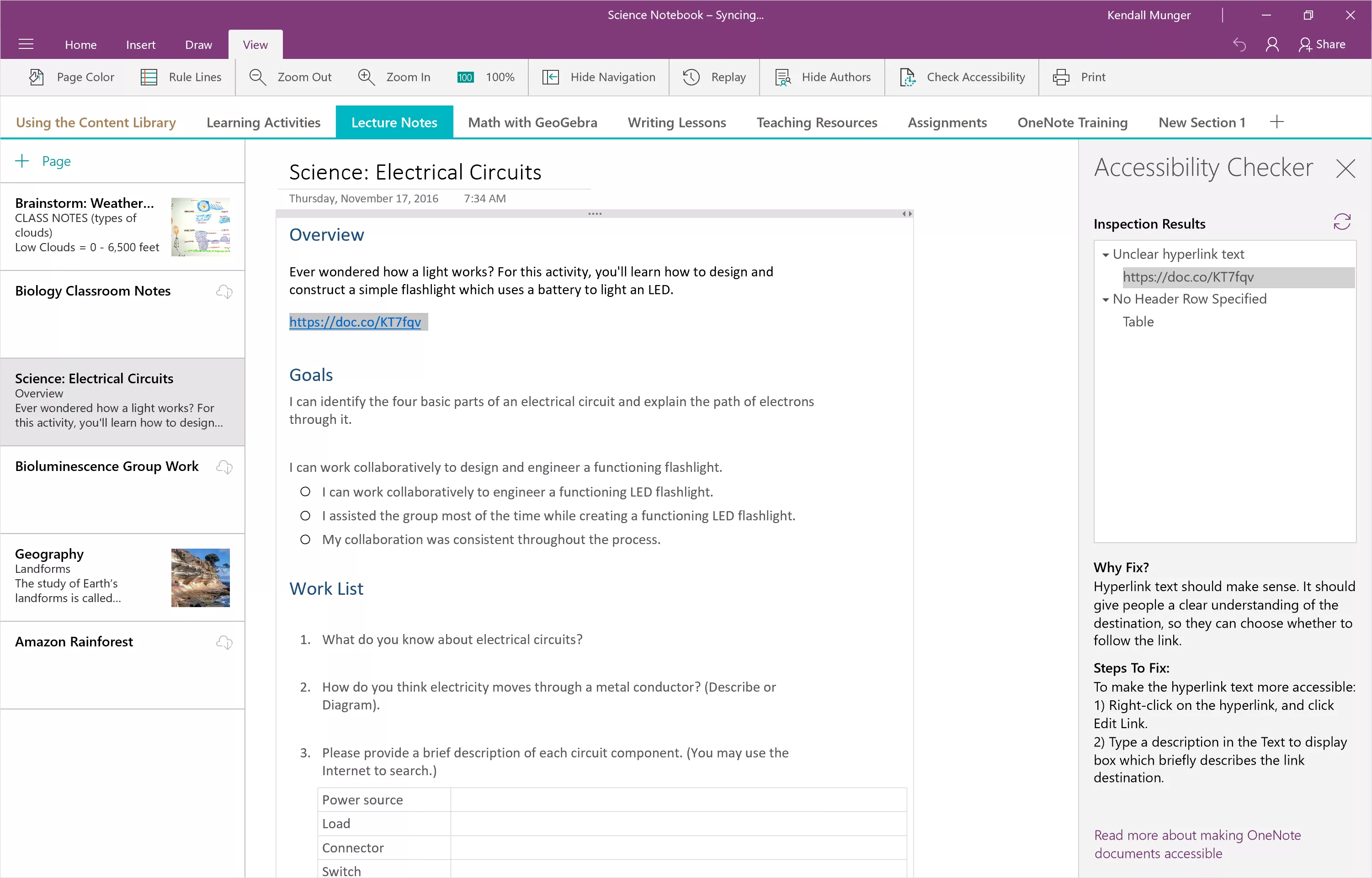 OneNote Accessibility Checker