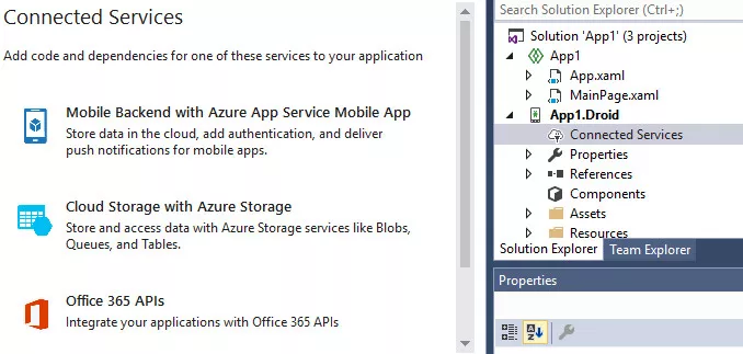 visual studio mac preview 4 connected services