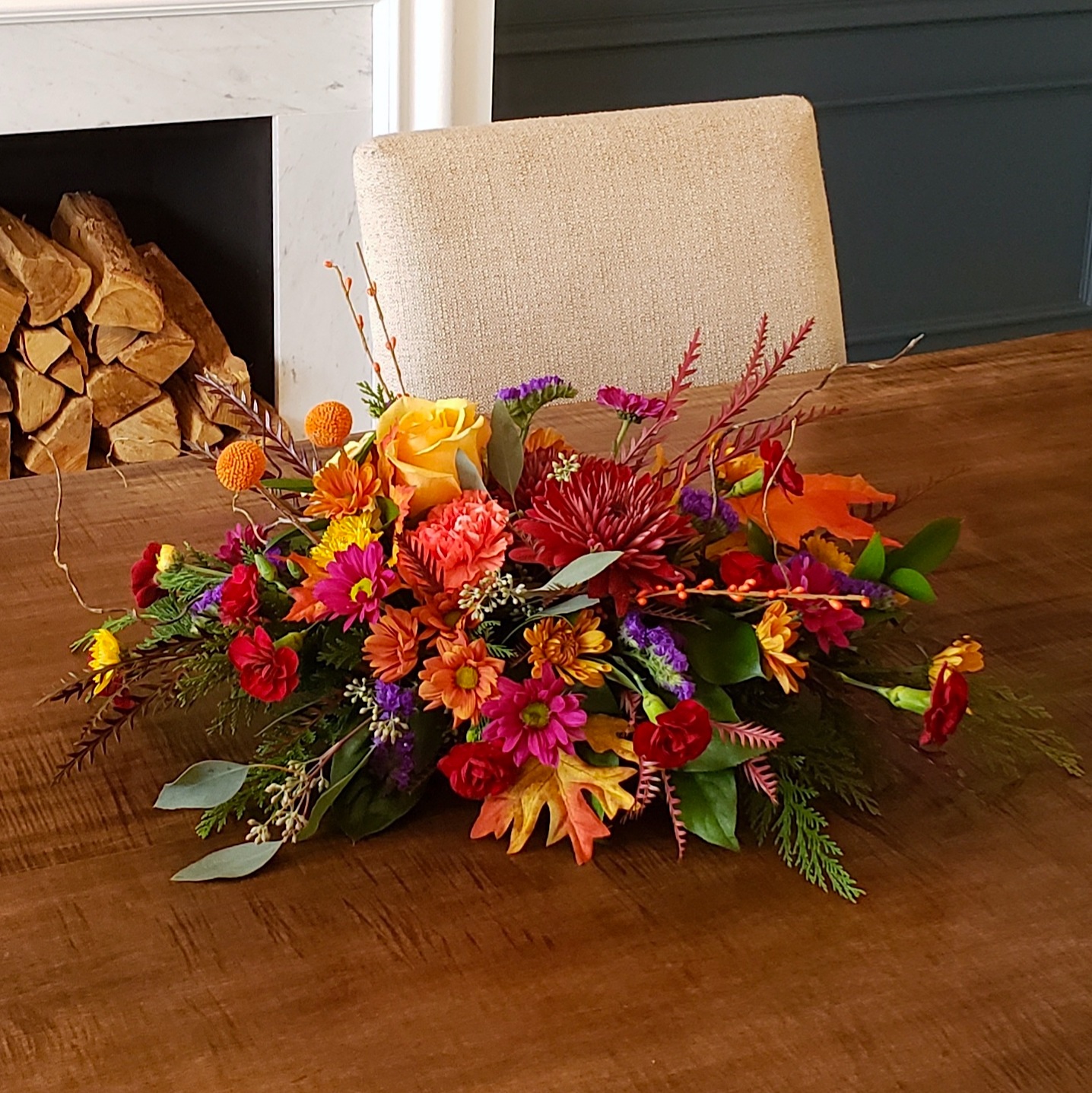 Thanksgiving Elegant Oblong Centerpiece Flower Delivery Cambridge MN Cambridge Floral, Inc