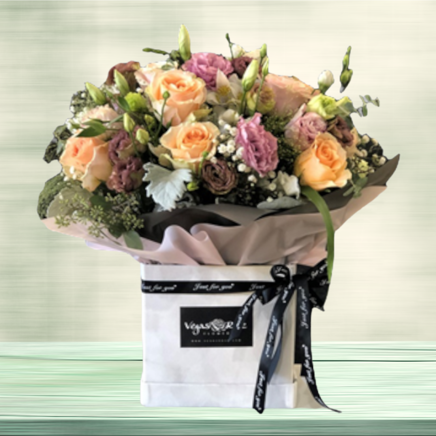 PEACHY GARDENS IN ANY BOX Flower Delivery Las Vegas NV Vegas Rose Flowers