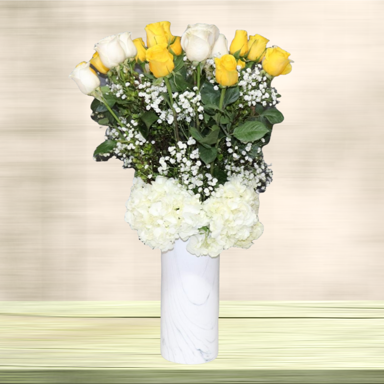 YELLOW & WHITE ROSES IN ANY VASE Flower Delivery Las Vegas NV Vegas Rose Flowers