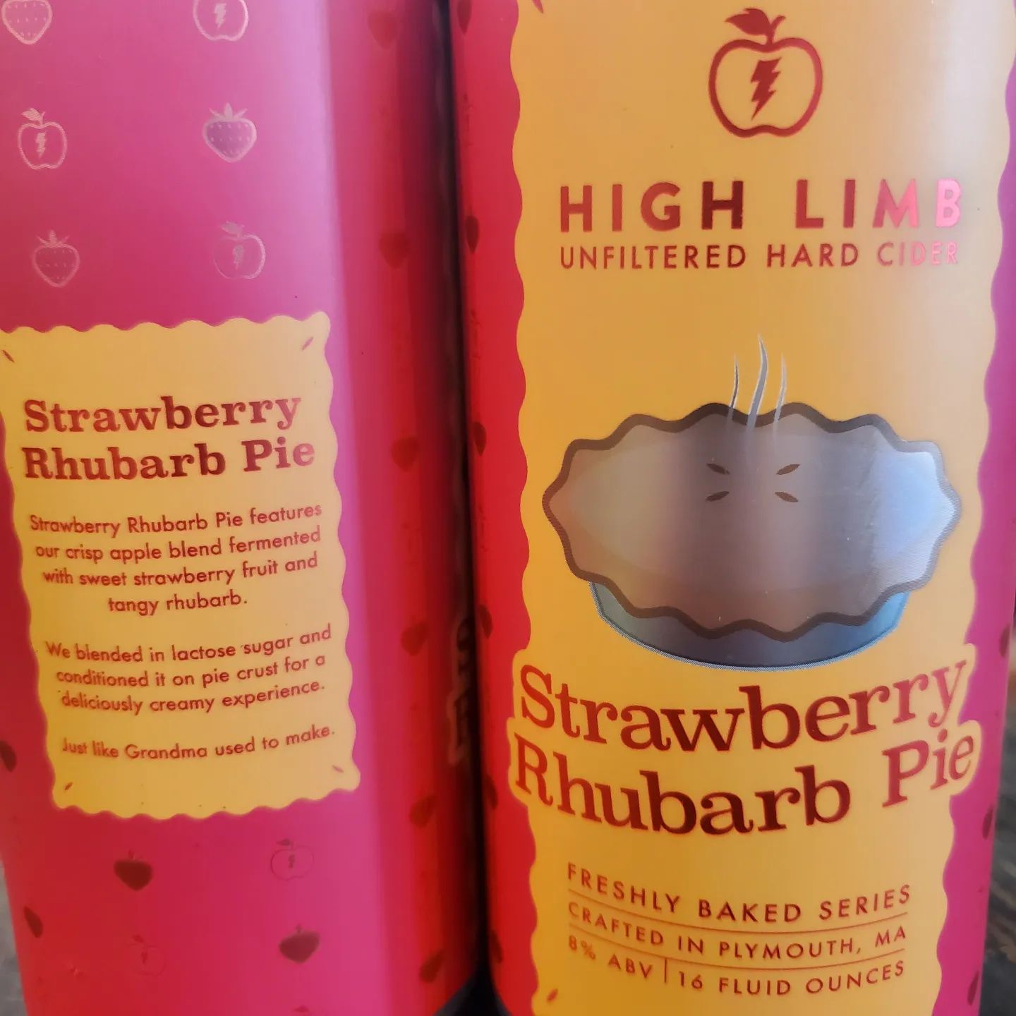 High Limb Cider (Plymouth, MA), Strawberry Rhubarb, 16oz, Cans, craft