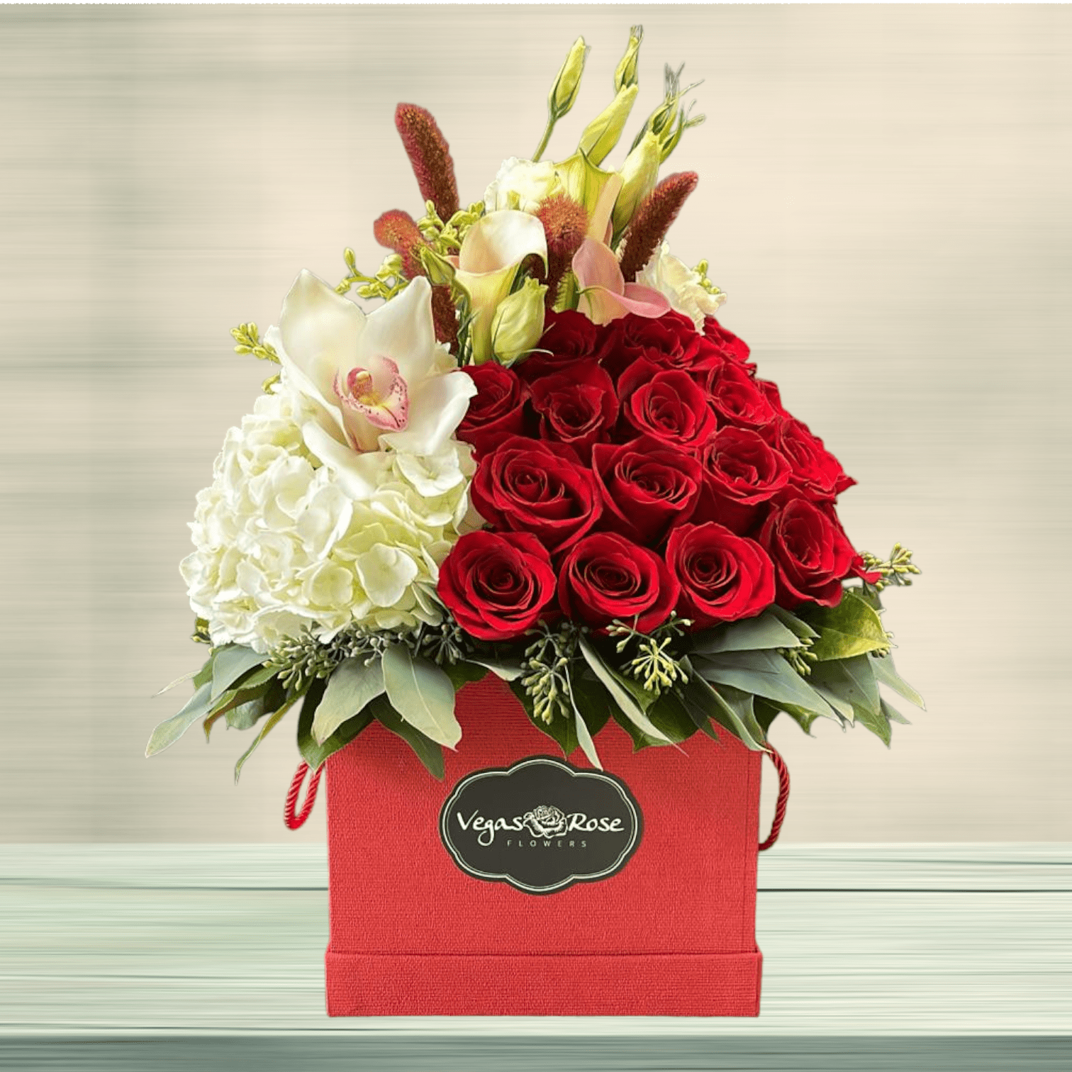 White And Red Elegance Flower Delivery Las Vegas NV Vegas Rose Flowers