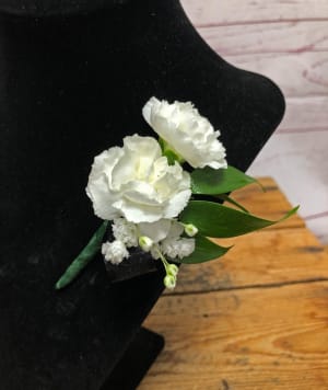 White Mini Carnation Wristlet Corsage