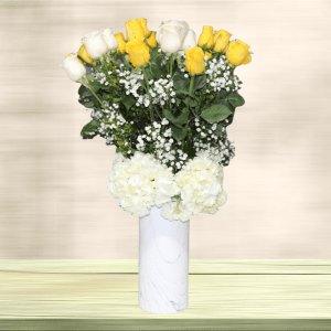 YELLOW & WHITE ROSES IN ANY  VASE Flower Bouquet