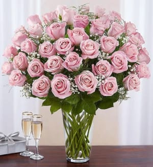  Premium Long Stem Pink Roses Flower Bouquet