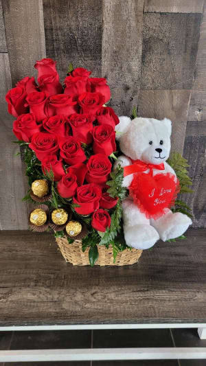 A Bear's Love- Medium Flower Bouquet