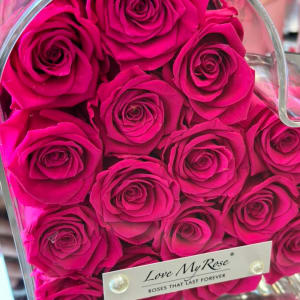 Acrylic Forever Roses Heart Hot Pink