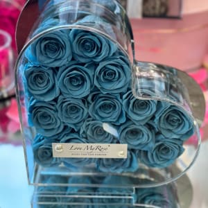 Acrylic Forever Roses Heart Teal