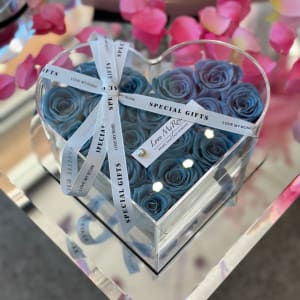 Acrylic Forever Roses Heart Teal