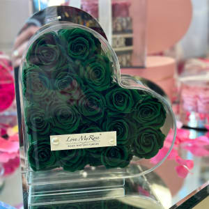 Acrylic Forever Roses Heart Green