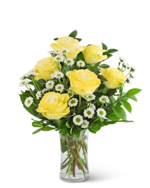 Yellow Roses with Daisies Flower Bouquet