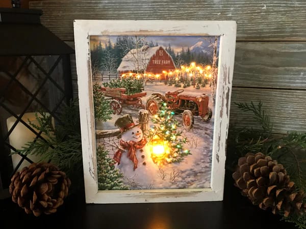 Christmas Tree Farm - Lighted Shadow Box
