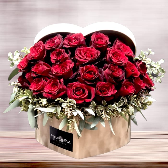 RED ROSES IN ANY HEART BOX