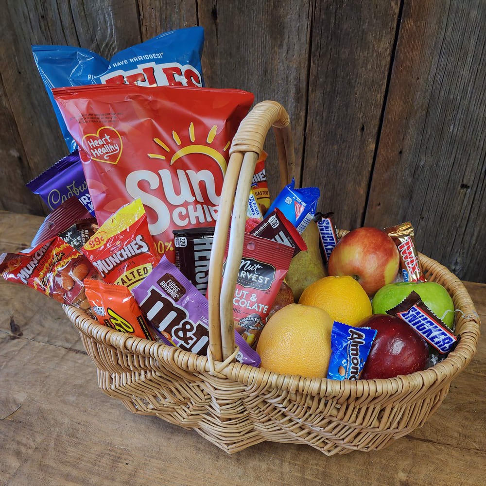 Tasty snacks and fruit