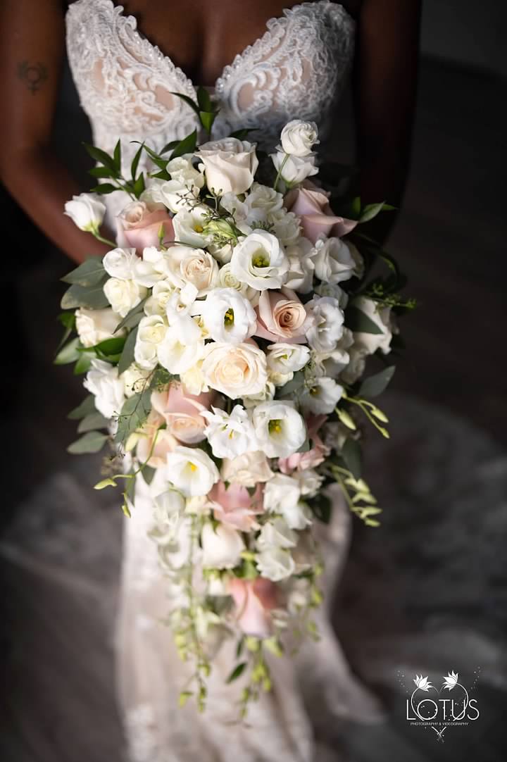 White Cascading Bridal Bouquet