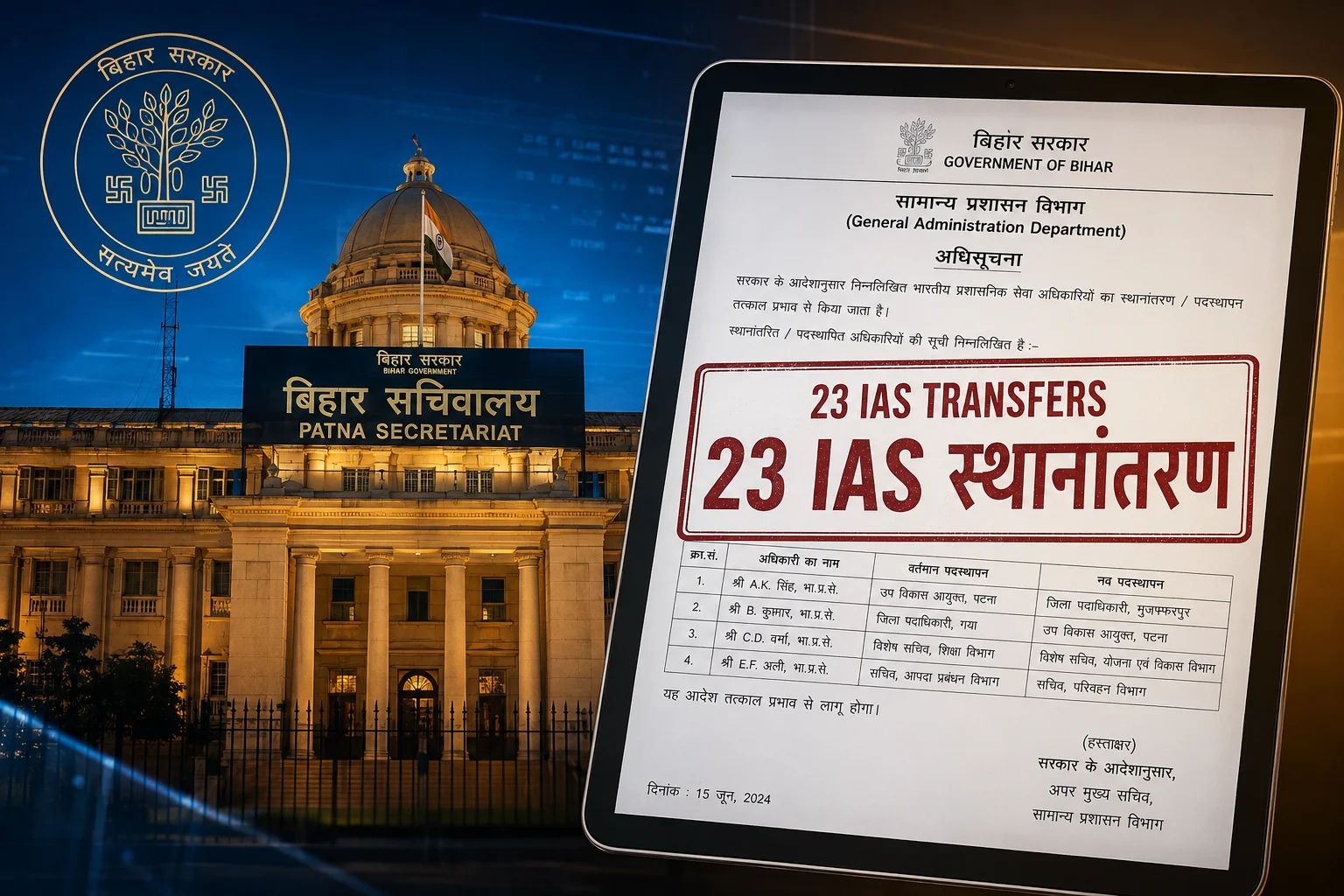 Bihar IAS Transfer List 2026: बिहार में बड़ा प्रशासनिक फेरबदल, 23 IAS अधिकारियों के तबादले; जानिए किसे कहां मिली नई जिम्मेदारी