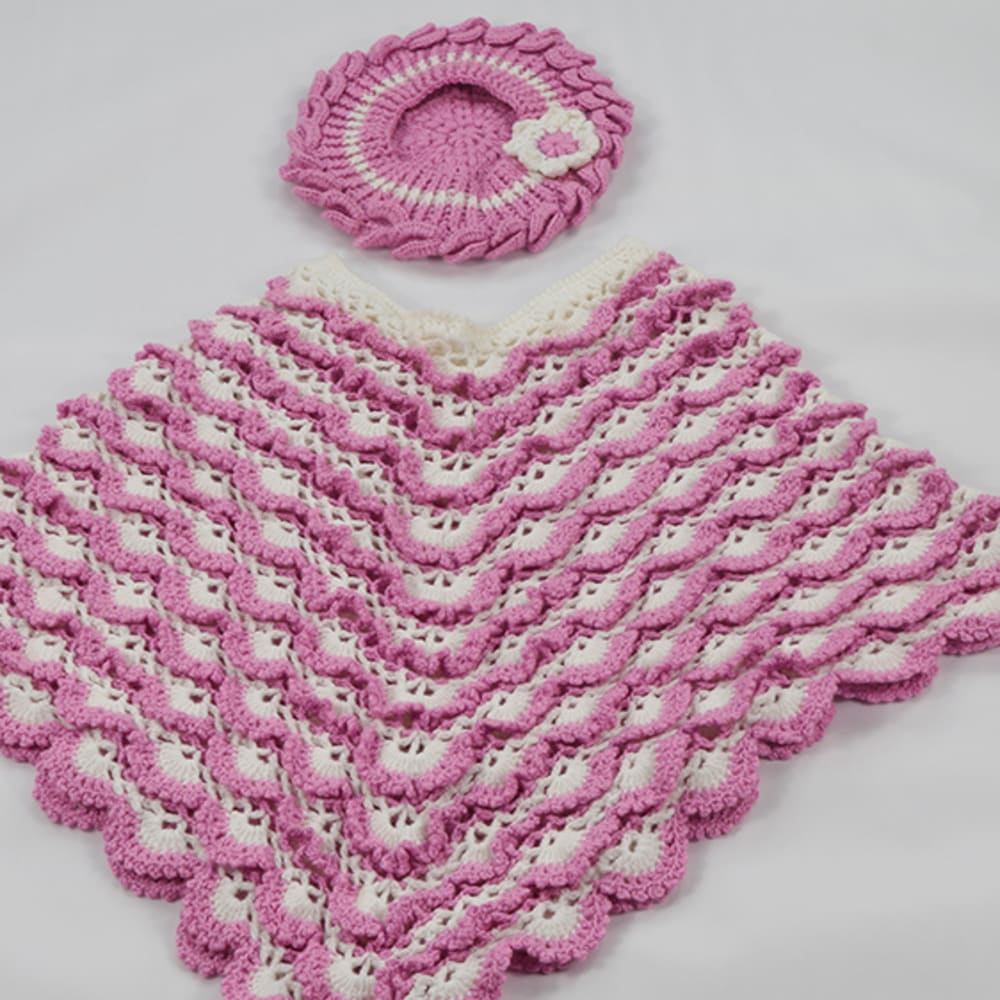 Scallop Stitch Poncho Set photo
